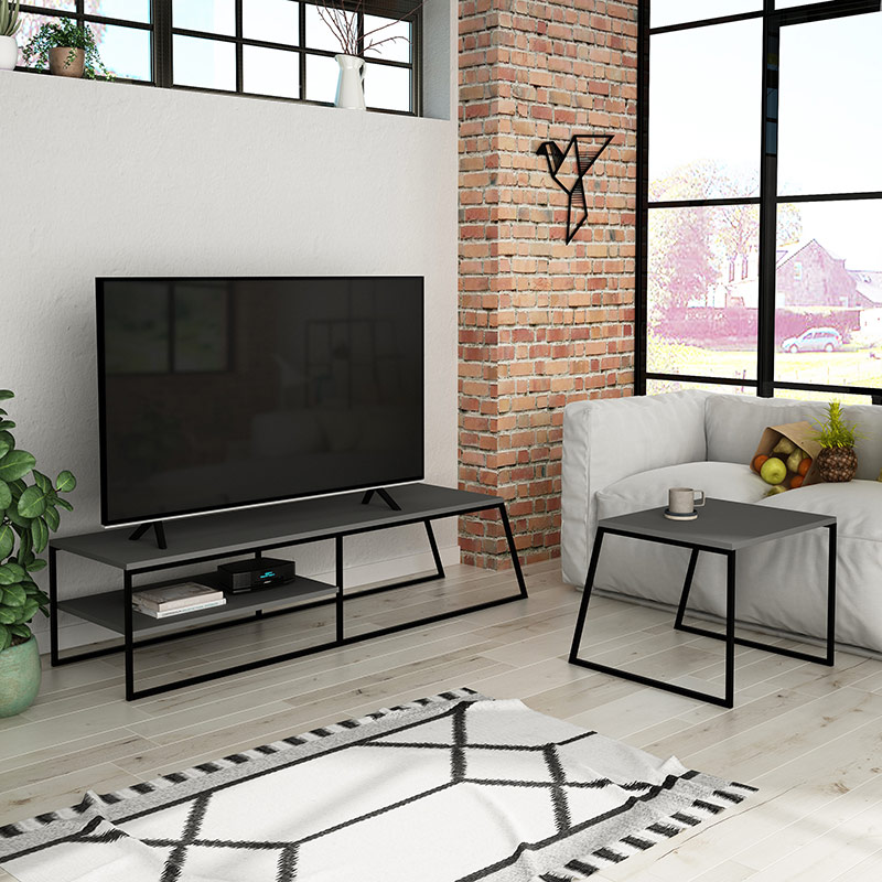 GLADSTONE TV STAND - ANTHRACITE