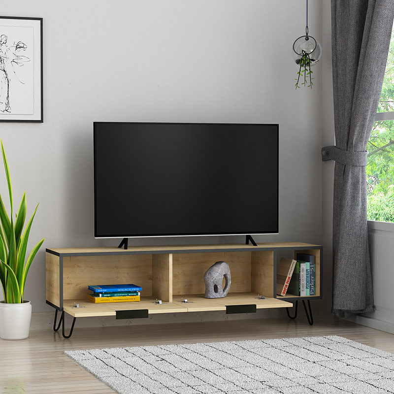 LAWTON TV UNIT - OAK - ANTHRACITE