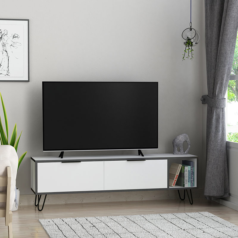 LAWTON TV UNIT - WHITE - ANTHRACITE