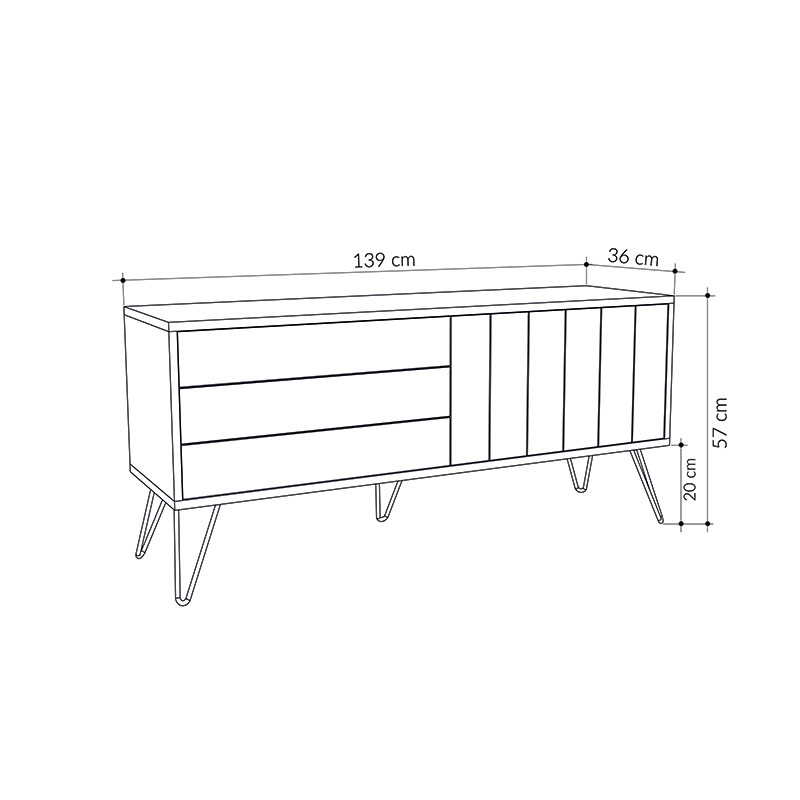 OREGON TV STAND - OAK - ANTHRACITE