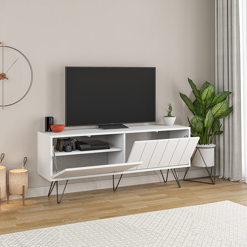 OREGON TV STAND - WHITE - WHITE