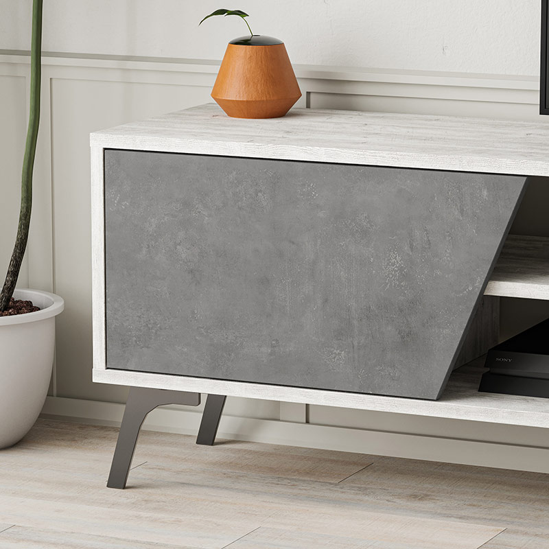 NORWOOD TV STAND - ANCIENT WHITE - RETRO GREY