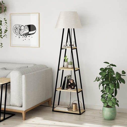 Agrı Floor Lamp - Oak - Linen