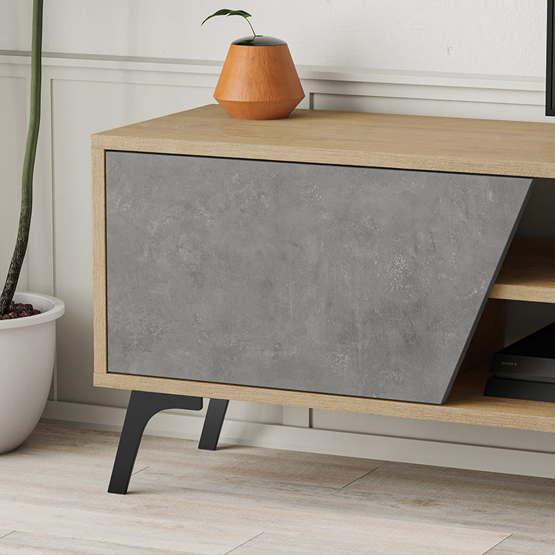 NORWOOD TV STAND - OAK - RETRO GREY