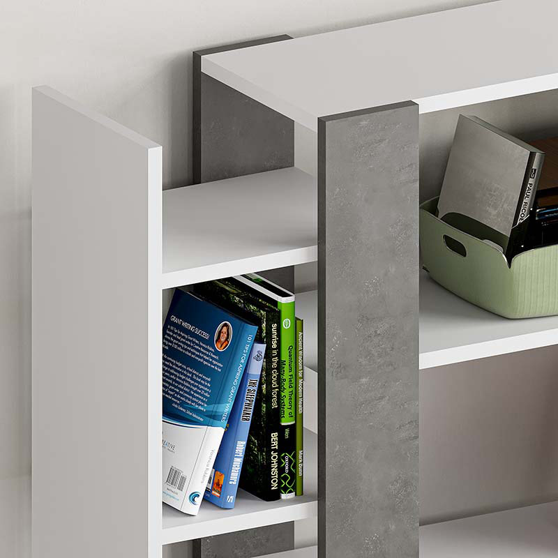 GARY BOOKCASE - WHITE - RETRO GREY