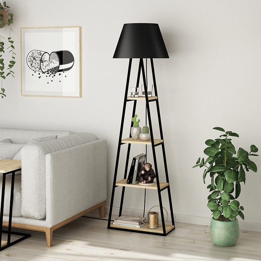 Agrı Floor Lamp - Oak - Black