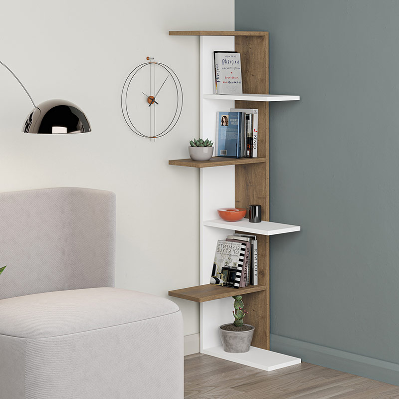 VISALIA CORNER BOOKCASE - WHITE - HITIT