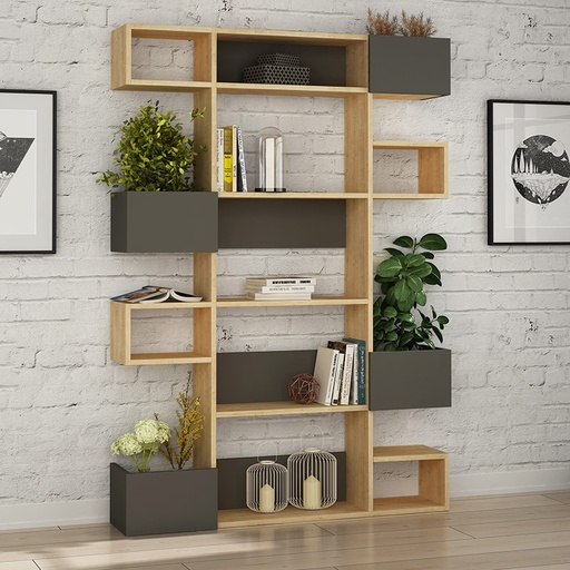 Orhangazi Bookcase - Oak - Anthracite