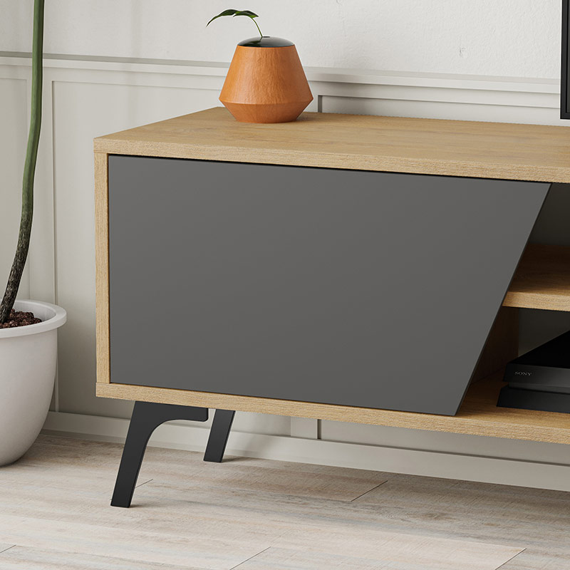 NORWOOD TV STAND - OAK - ANTHRACITE