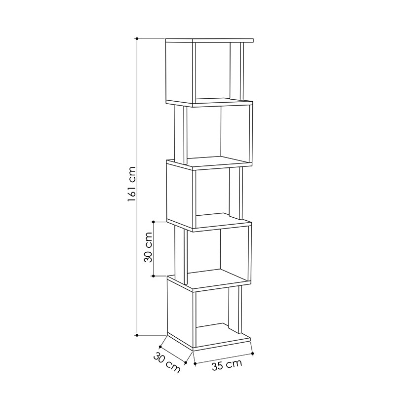 AURORA BOOKCASE - ANCIENT WHITE - ANTHRACITE