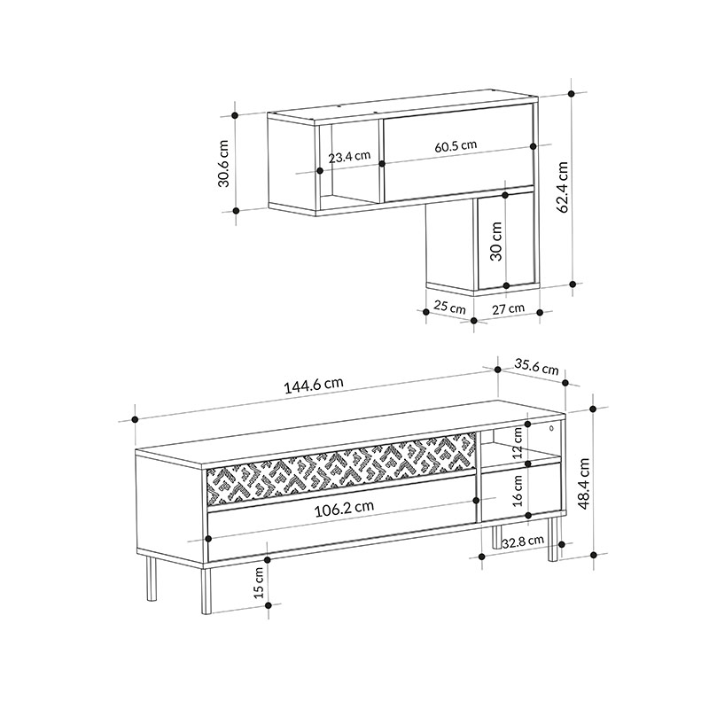 CRESTON TV UNIT - ANCIENT WHITE