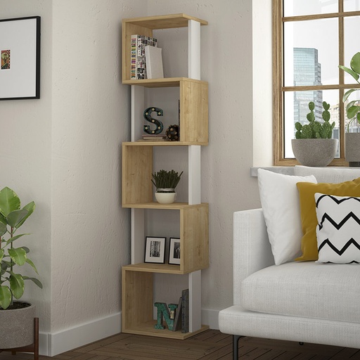 Manisa Bookcase - Oak - White