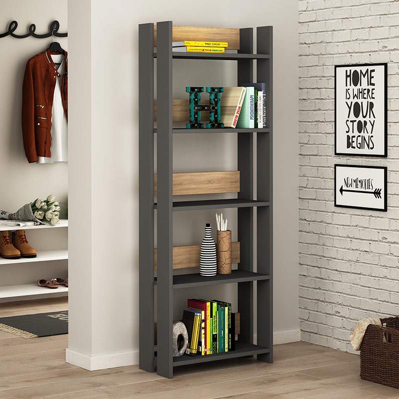 NEWORLEANS BOOKCASE - ANTHRACITE - OAK