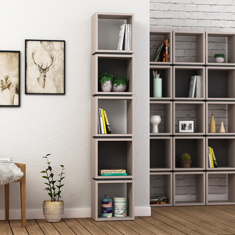 DUBBO BOOKCASE - LIGHT MOCHA - ANTHRACITE