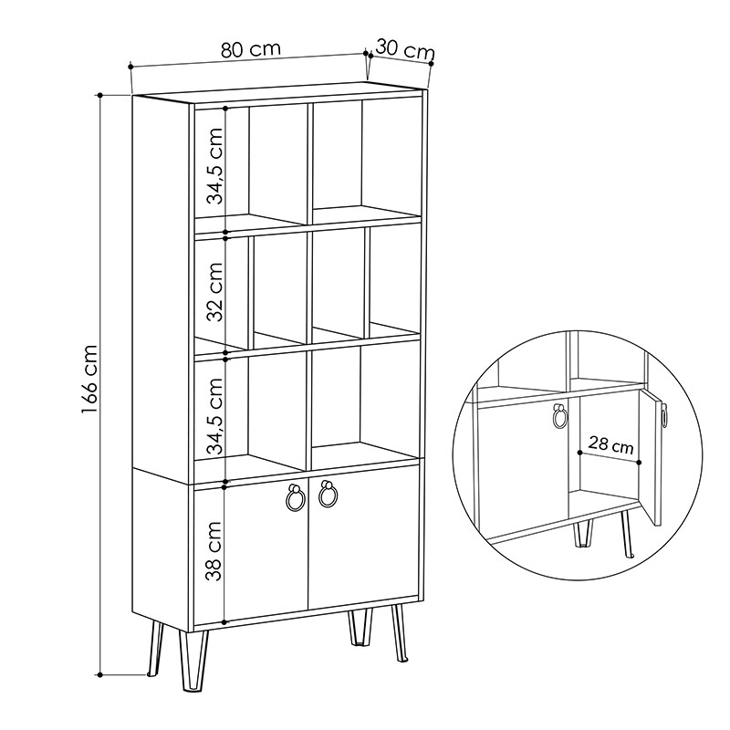 SALISBURY BOOKCASE - ANTHRACITE - LIGHT MOCHA