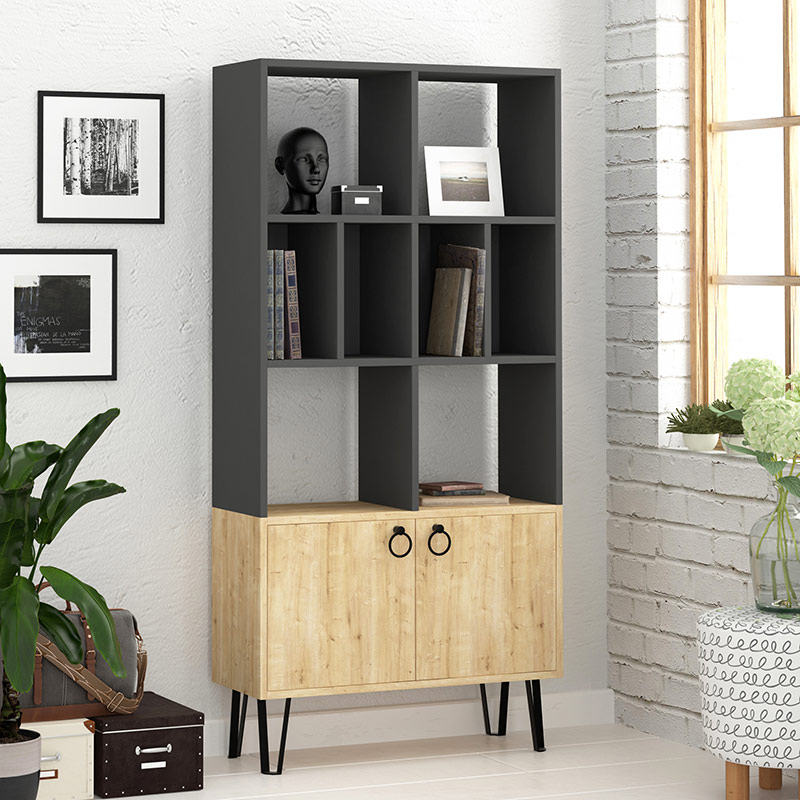 SALISBURY BOOKCASE - ANTHRACITE - OAK