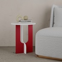 JOHNSTOWN SIDE TABLE - WHITE - BURGUNDY