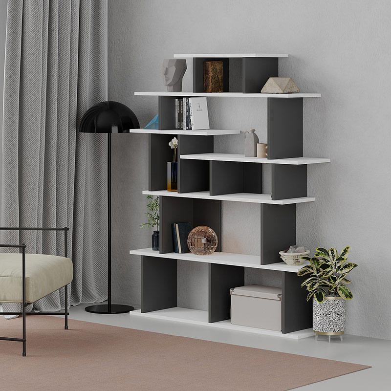 WICHITA BOOKCASE - WHITE - ANTHRACITE