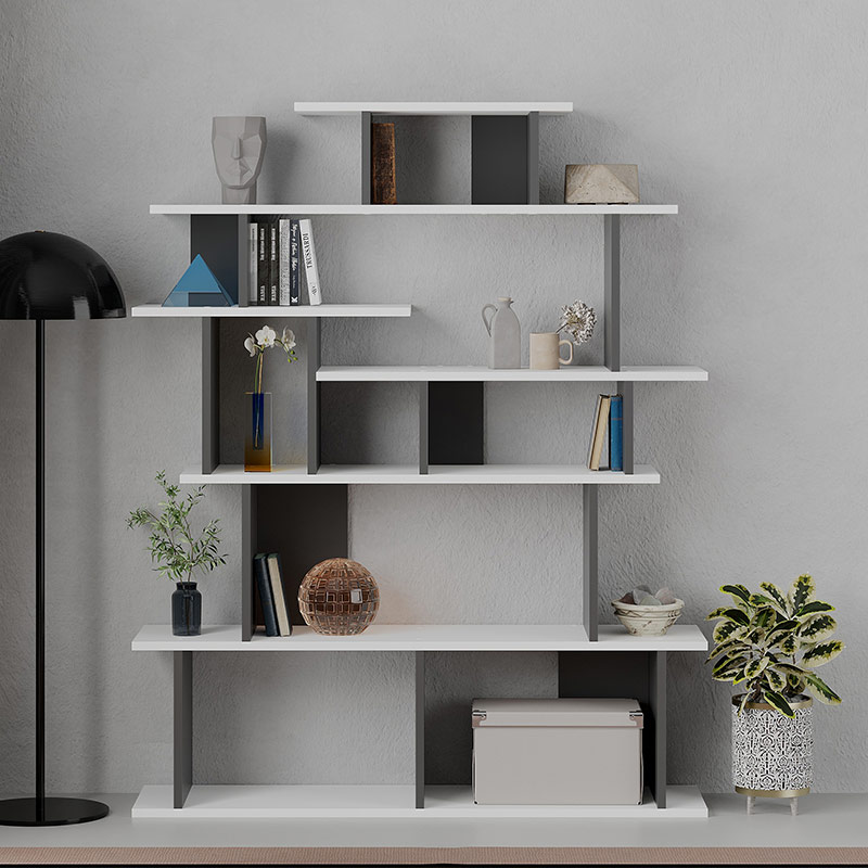 WICHITA BOOKCASE - WHITE - ANTHRACITE