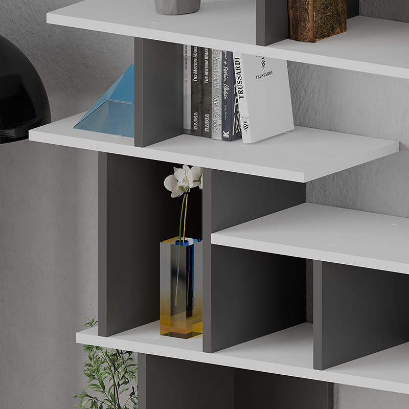 WICHITA BOOKCASE - WHITE - ANTHRACITE