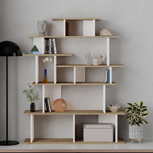 Pazarcık Bookcase - Oak - White