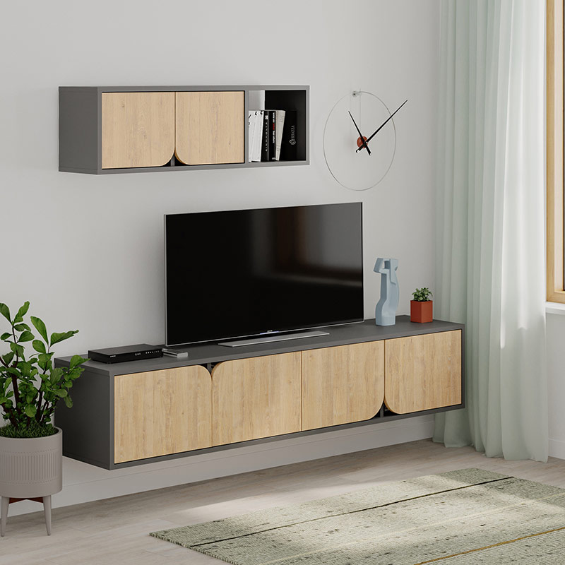 FINLAND TV UNIT - ANTHRACITE - OAK