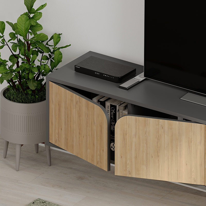 FINLAND TV UNIT - ANTHRACITE - OAK