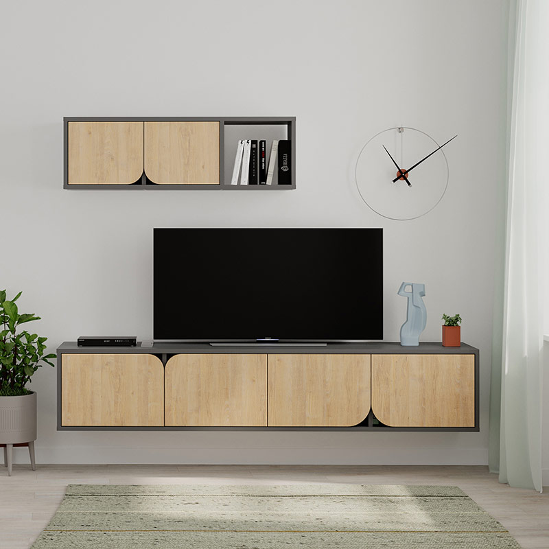 FINLAND TV UNIT - ANTHRACITE - OAK