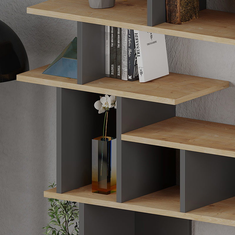 WICHITA BOOKCASE - OAK - ANTHRACITE