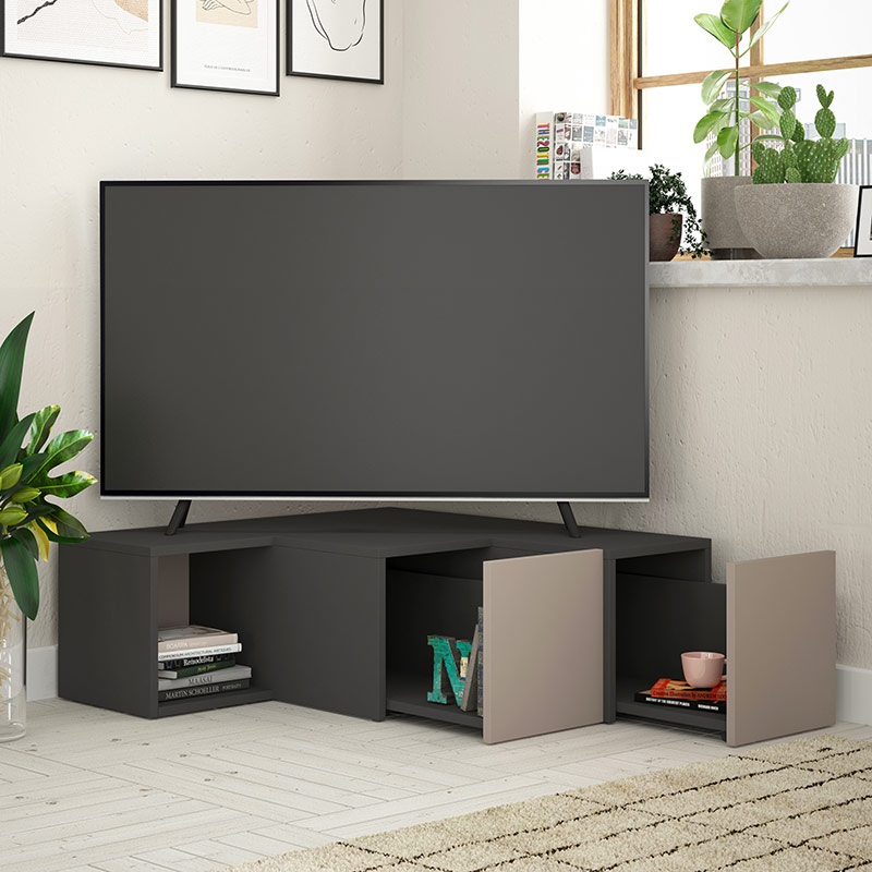 PROVO TV STAND - ANTHRACITE - LIGHT MOCHA