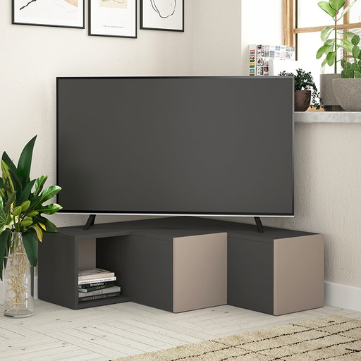 Birecik Tv Stand - Anthracite - Light Mocha