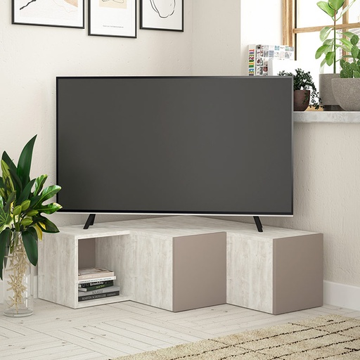 Birecik Tv Stand - Ancient White - Light Mocha