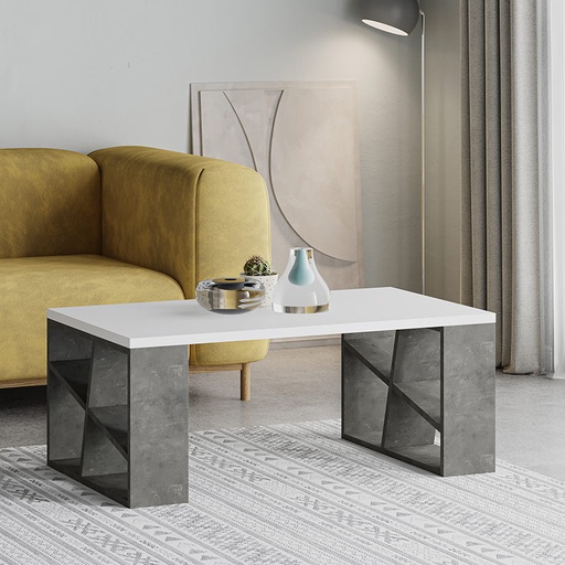 Istanbul Coffee Table - White - Retro Grey