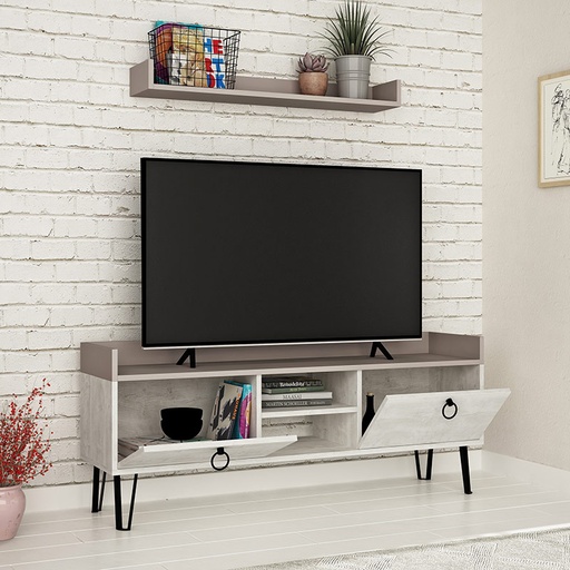 Tekirdag Tv Stand - Ancient White - Light Mocha