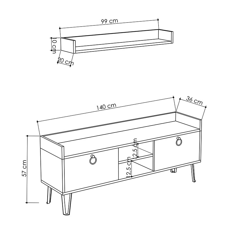 CHINA TV STAND - ANCIENT WHITE - LIGHT MOCHA