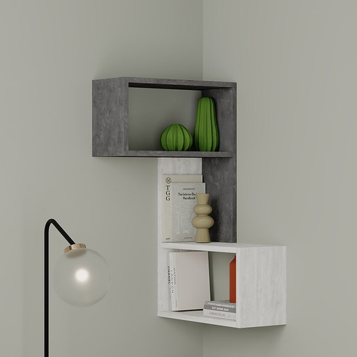 Safranbolu Corner Shelf - Retro Grey - Ancient White