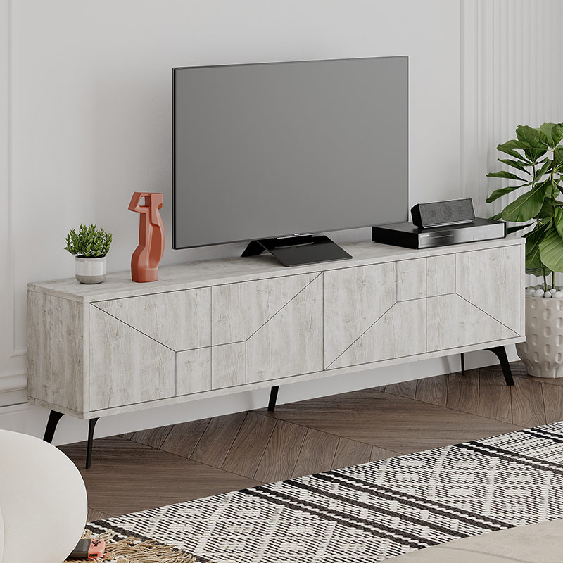 MODESTO TV STAND - ANCIENT WHITE