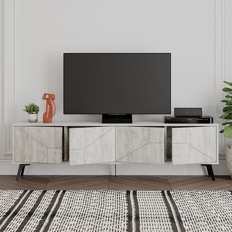 MODESTO TV STAND - ANCIENT WHITE