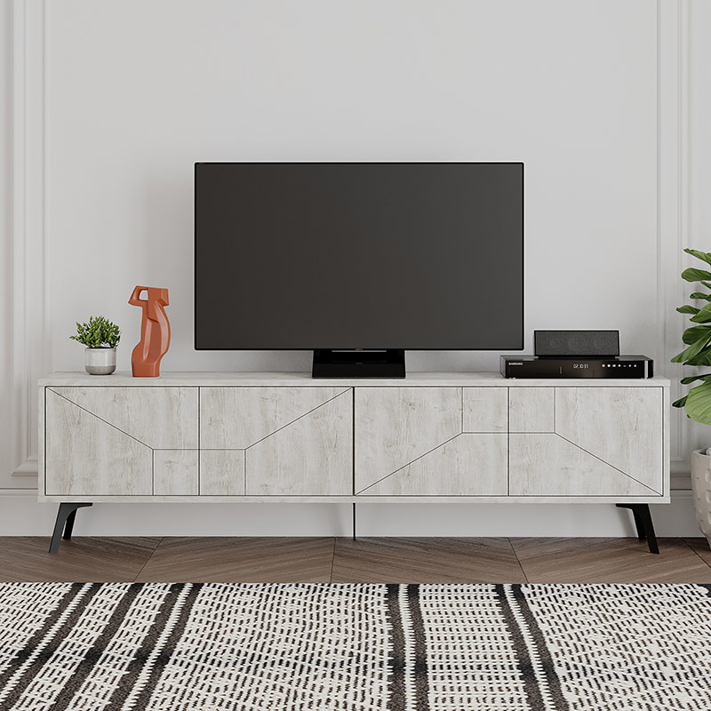 MODESTO TV STAND - ANCIENT WHITE