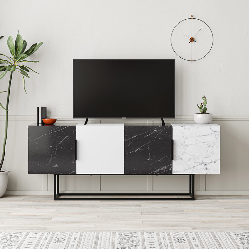 CANTON TV STAND - BENDIR - WHITE - BENDIR - CARRARA