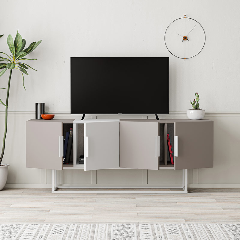 CANTON TV STAND - LIGHT MOCHA - WHITE