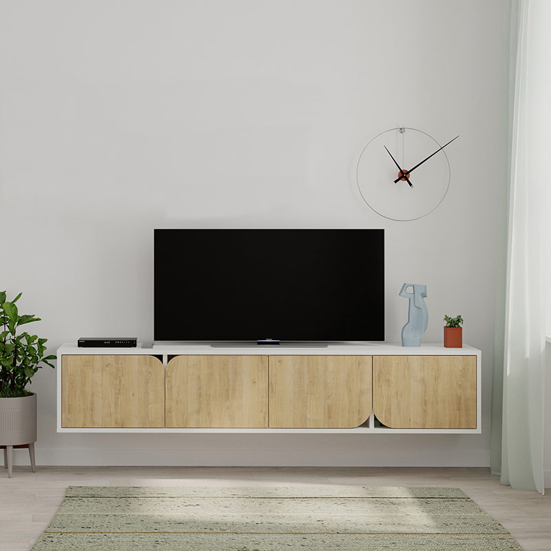 FINLAND TV STAND - WHITE - OAK