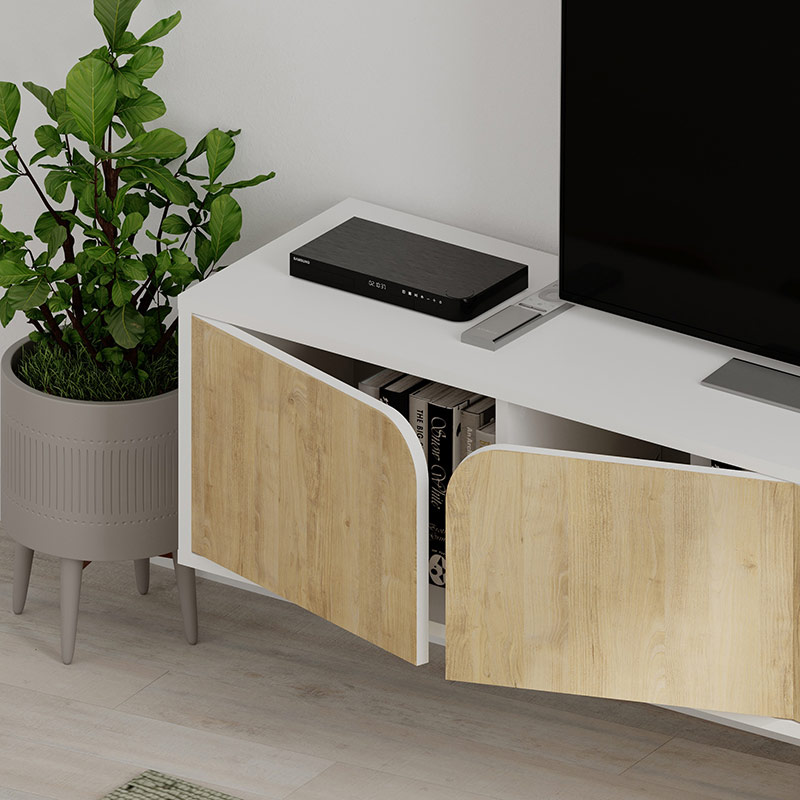 FINLAND TV STAND - WHITE - OAK