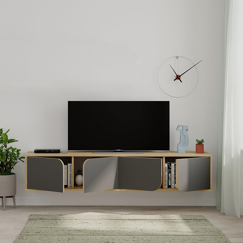 FINLAND TV STAND - OAK - ANTHRACITE