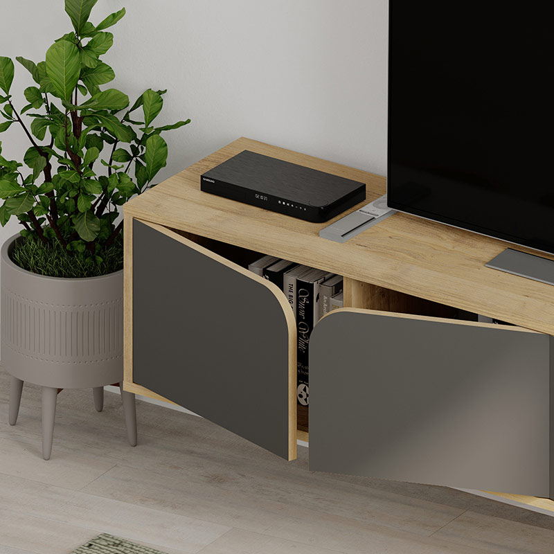 FINLAND TV STAND - OAK - ANTHRACITE