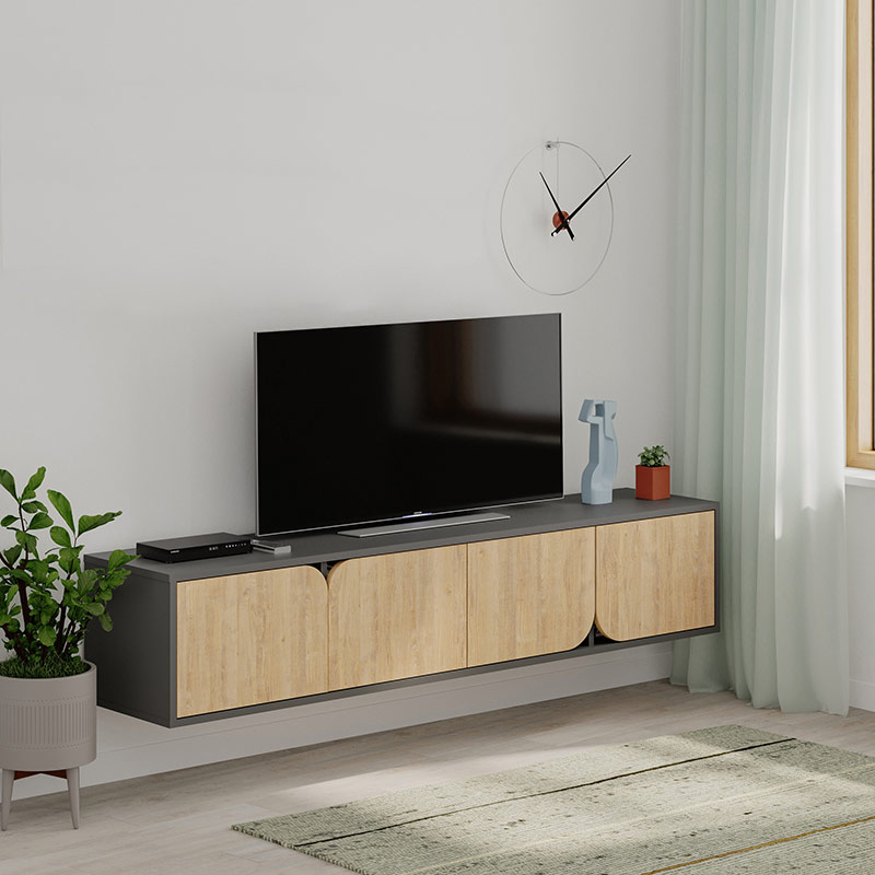 FINLAND TV STAND - ANTHRACITE - OAK