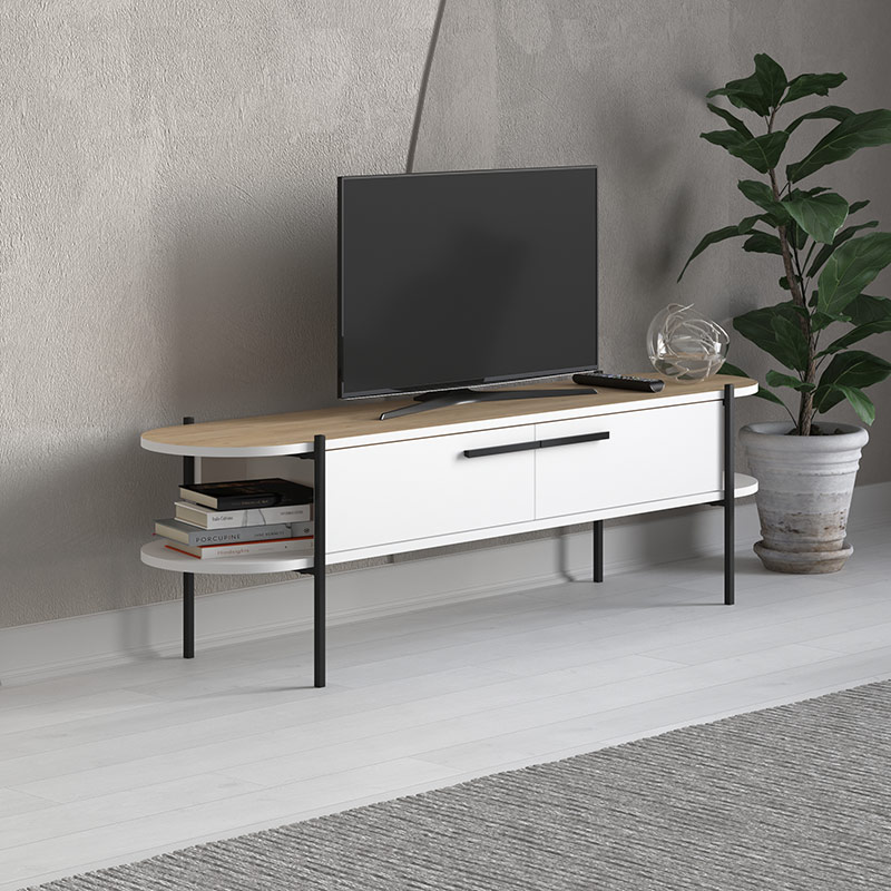 BENDIGO TV STAND - WHITE - OAK