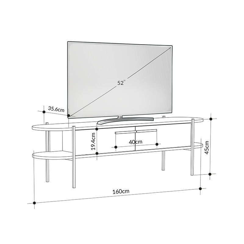 BENDIGO TV STAND - WHITE - OAK