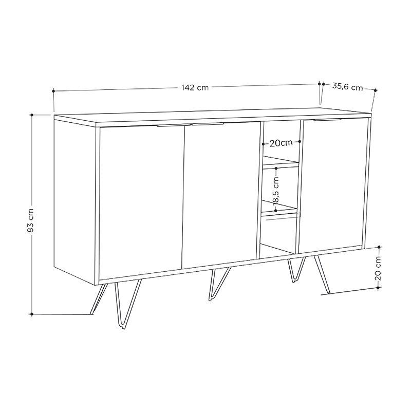 PASCAGOULA CONSOLE - OAK - WHITE