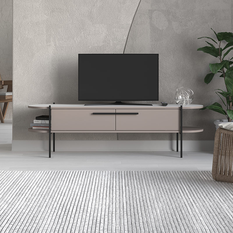 BENDIGO TV STAND - LIGHT MOCHA - WHITE